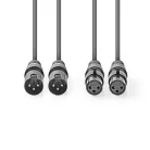 Nedis COTH15030GY50 balanced/szimmetrikus félprofi XLR audio kábel, 2 x XLR 3p dugó - 2 x XLR 3p aljzat, 5m, rugalmas