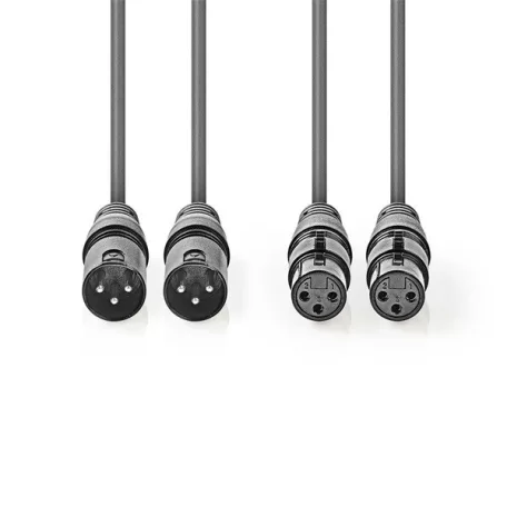 Nedis COTH15030GY50 balanced/szimmetrikus félprofi XLR audio kábel, 2 x XLR 3p dugó - 2 x XLR 3p aljzat, 5m, rugalmas