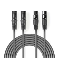   Nedis COTH15030GY50 balanced/szimmetrikus félprofi XLR audio kábel, 2 x XLR 3p dugó - 2 x XLR 3p aljzat, 5m, rugalmas