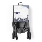 Nedis COTH15030GY50 balanced/szimmetrikus félprofi XLR audio kábel, 2 x XLR 3p dugó - 2 x XLR 3p aljzat, 5m, rugalmas