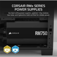   CORSAIR Tápegység Moduláris, RM750x, 750W, ATX 3.1, PCIe 5.1, 14cm, Cybenetics Gold