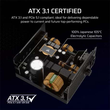 CORSAIR Tápegység Moduláris, RM750x, 750W, ATX 3.1, PCIe 5.1, 14cm, Cybenetics Gold
