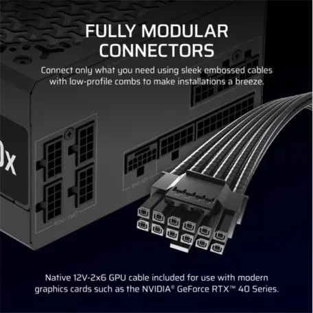 CORSAIR Tápegység Moduláris, RM750x, 750W, ATX 3.1, PCIe 5.1, 14cm, Cybenetics Gold