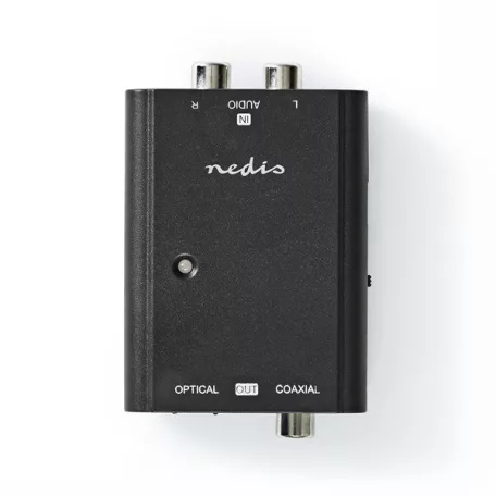 Nedis ACON2508BK, analóg - digitális audio konverter, 2x RCA bemenet - digitális koax / toslink kimenet