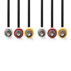   Nedis CVGL24300BK20 kompozit video kábel 3x RCA dugó - 3 RCA dugó, 2m