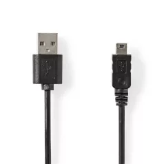   Nedis CCCGL60301BK20 USB mini 5p (mini USB)kábel, USB 2.0  USB-A dugó  USB mini 5p dugó, 480 Mbps. 2m