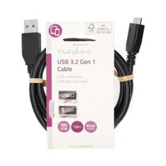   Nedis CCGL61500BK10 USB3.2 - micro-B (micro B) kábel, 5 Gbps, 1m, (USB3.1, USB3.0, USB2.0)