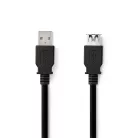 Nedis CCGL61010BK20 USB3.2 toldó / hosszabító kábel, USB A dugó - USB-A aljzat, 5 Gbps, 2m (USB3.1, USB3.0, USB2.0)