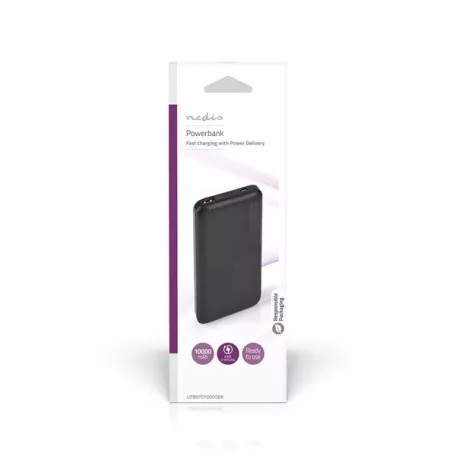 Nedis UPBKPD10000BK powerbank, hordozható külső akkumulátor, power bank 10000mAh