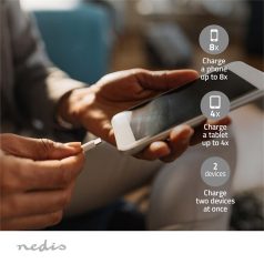   Nedis UPBKPD30000BK powerbank, hordozható külső akkumulátor, power bank 30000mAh