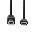 Nedis CCGL60650BK10 USB-C dugó - USB- B dugó (USB C - USB B) kábel, 480 Mbps, 1m