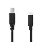 Nedis CCGL60650BK10 USB-C dugó - USB- B dugó (USB C - USB B) kábel, 480 Mbps, 1m