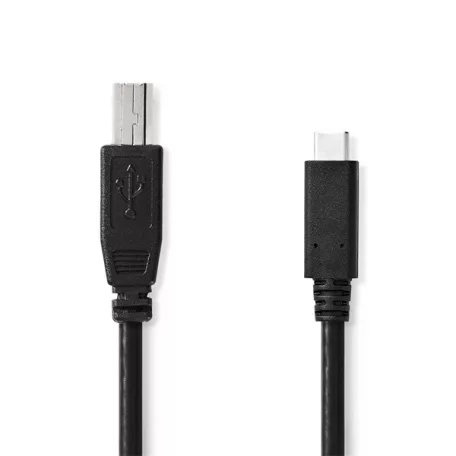 Nedis CCGL60650BK10 USB-C dugó - USB- B dugó (USB C - USB B) kábel, 480 Mbps, 1m