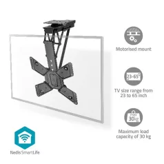   Nedis TVCM5850BK motoros mennyezeti / plafon TV / monitor állvány/tartó konzol, 23-65", dönthető, forgatható, WIFI, 30kg