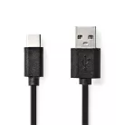 Nedis CCGL60600BK20 USB A - USB C (USB-C) kábel, USB2.0, 15W, hossz 2m