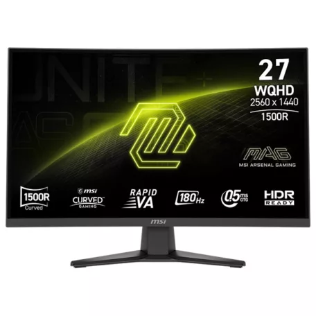 MSI Monitor GAMING MAG 275CQF E18 Ívelt 27" WQHD 2560x1440 180Hz Rapid VA 1500R, 5000:1, 0,5ms, 2x HDMI,DP, USB-C