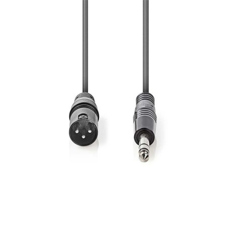 Nedis COTH15100GY15 balanced/szimmetrikus félprofi audio kábel, 6,35mm sztereo jack dugó - 3p XLR dugó, hossz 1,5m