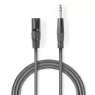 Nedis COTH15100GY15 balanced/szimmetrikus félprofi audio kábel, 6,35mm sztereo jack dugó - 3p XLR dugó, hossz 1,5m