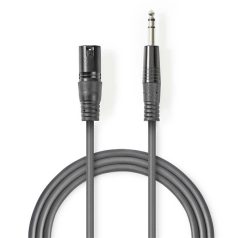   Nedis COTH15100GY15 balanced/szimmetrikus félprofi audio kábel, 6,35mm sztereo jack dugó - 3p XLR dugó, hossz 1,5m