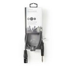 Nedis COTH15100GY15 balanced/szimmetrikus félprofi audio kábel, 6,35mm sztereo jack dugó - 3p XLR dugó, hossz 1,5m