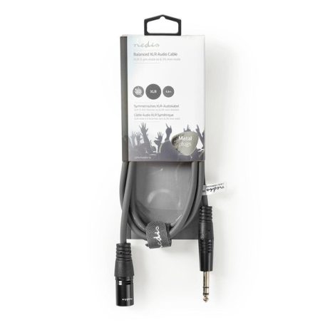 Nedis COTH15100GY15 balanced/szimmetrikus félprofi audio kábel, 6,35mm sztereo jack dugó - 3p XLR dugó, hossz 1,5m
