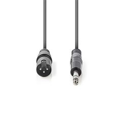   Nedis COTH15100GY30 félprofi audio kábel, 6,35mm sztereo jack dugó - 3p XLR dugó, hossz 3m, rugalmas