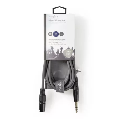 Nedis COTH15100GY30 balanced/szimmetrikus félprofi audio kábel, 6,35mm sztereo jack dugó - 3p XLR dugó, hossz 3m