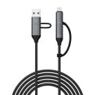 Devia Extreme Speed Series Multi Functions 4in1, USB-A - USB-C (Type-C)/Lightning adat- és töltőkábel, fekete, 1,5m