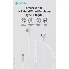   Devia Smart Series M2 Metal In-Ear sztereó fülhallgató - USB-C (Type-C), fekete