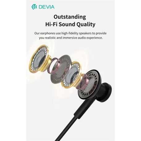 Devia Smart Series M2 Metal In-Ear sztereó fülhallgató - USB-C (Type-C), fekete