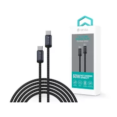   Devia Gracious Series 60W PD USB-C - USB C (Type-C) adat- és töltőkábel, fekete, 1m