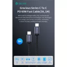 Devia Gracious Series 60W PD USB-C - USB C (Type-C) adat- és töltőkábel, fekete, 1m