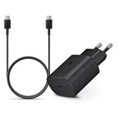   Samsung gyári hálózati töltő adapter Type-C bemenet 1 m-es Type-C kábel  25W  EPTA800EBE  EPDA705BBE  fekete ECO csom