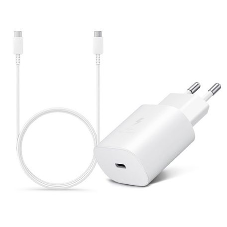 Samsung gyári hálózati töltő adapter TypeC bemenet 1 m TypeC kábel  25W  EPTA800EWE  EPDA705BWE  fehér ECO csom