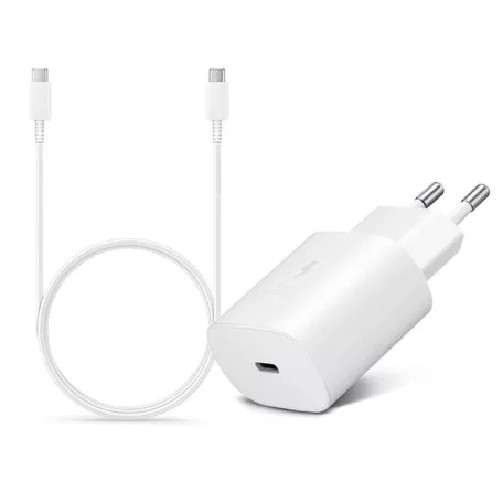 Samsung gyári hálózati töltő adapter TypeC bemenet 1 m TypeC kábel  25W  EPTA800EWE  EPDA705BWE  fehér ECO csom