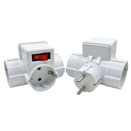 BLACKBIRD Hálózati Dugalj elosztó 250V, Max:3680W 3x16A/250V SQ-GBK-01/03T gyerekvédelem + kapcsoló, Fehér