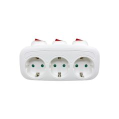   BLACKBIRD Hálózati Dugalj elosztó 250V, Max:3680W 3x16A/250V SQ-GZB3K-01/03 gyerekvédelem + kapcsoló, Fehér