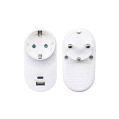   BLACKBIRD Hálózati Dugalj elosztó 250V, Max:3680W USB A+C 3.1A/5V SQ-GZB-01/01-UAC-2 gyerekvédelem, Fehér