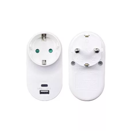 BLACKBIRD Hálózati Dugalj elosztó 250V, Max:3680W USB A+C 3.1A/5V SQ-GZB-01/01-UAC-2 gyerekvédelem, Fehér