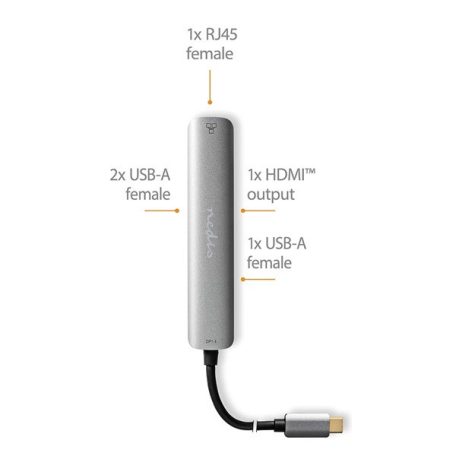 Nedis CCBW64210AT02 USB-C (USB C) dugó - 3x USB, HDMI, RJ45, 5 Gbps