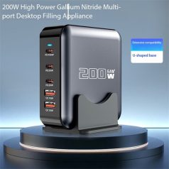   BLACKBIRD Töltő 1xUSB-C PD100W, 2xUSB-C PD20W, 2xUSB GAN200W, Ezüst