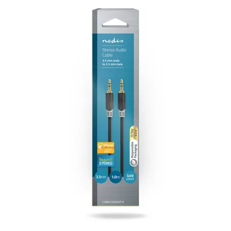 Nedis CABW22000AT10 sztereo audió kábel 3,5mm sztereo jack dugó - dugó,  aranyozott,  1 m