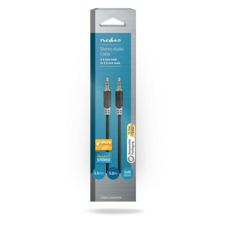 Nedis CABW22000AT50 sztereo audió kábel 3,5mm sztereo jack dugó - dugó,  aranyozott,  5 m