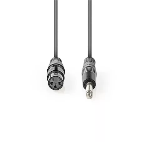 Nedis COTH15120GY15 unbalanced / asszimetrikus félprofi audio kábel, 6,35mm mono jack dugó - 3p XLR aljzat, hossz 1,5m