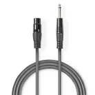 Nedis COTH15120GY15 unbalanced / asszimetrikus félprofi audio kábel, 6,35mm mono jack dugó - 3p XLR aljzat, hossz 1,5m