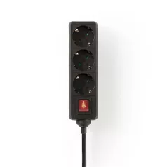   Nedis ESOC315F2BK 3 aljzatos kapcsolós elosztó, 1.5 m, 3680 W, 16 A, H05VV-F 3G1,5mm2
