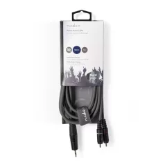   Nedis COTH22200GY15 félprofi audio kábel, 3,5mm sztero jack dugó - 2 x RCA dugó, 1.5m, rugalmas