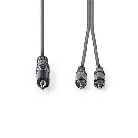 Nedis COTH22200GY15 félprofi audio kábel, 3,5mm sztero jack dugó - 2 x RCA dugó, 1.5m, rugalmas