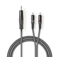   Nedis COTH22200GY30 félprofi audio kábel, 3,5mm sztero jack dugó - 2 x RCA dugó, 3m, rugalmas