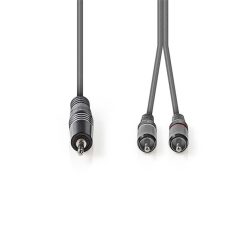   Nedis COTH22200GY30 félprofi audio kábel, 3,5mm sztero jack dugó - 2 x RCA dugó, 3m, rugalmas